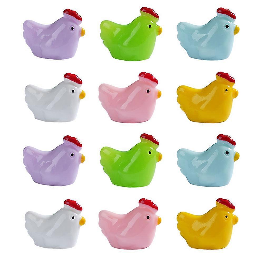 Chicken Toy Figure Mini Resin Figures Model for 12Pcs Decorations