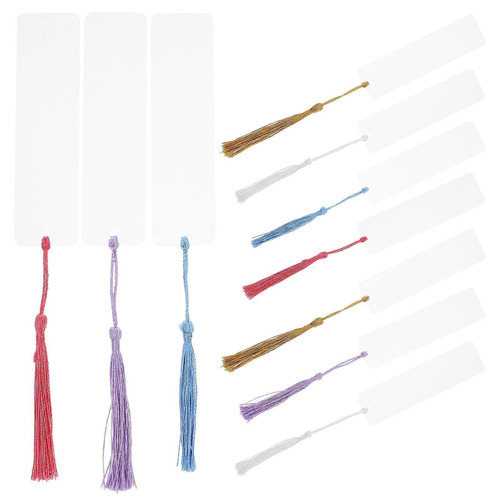 Clear Acrylic Bookmark with Tassel for Reading Use 5Sets Transparent Bookmarks