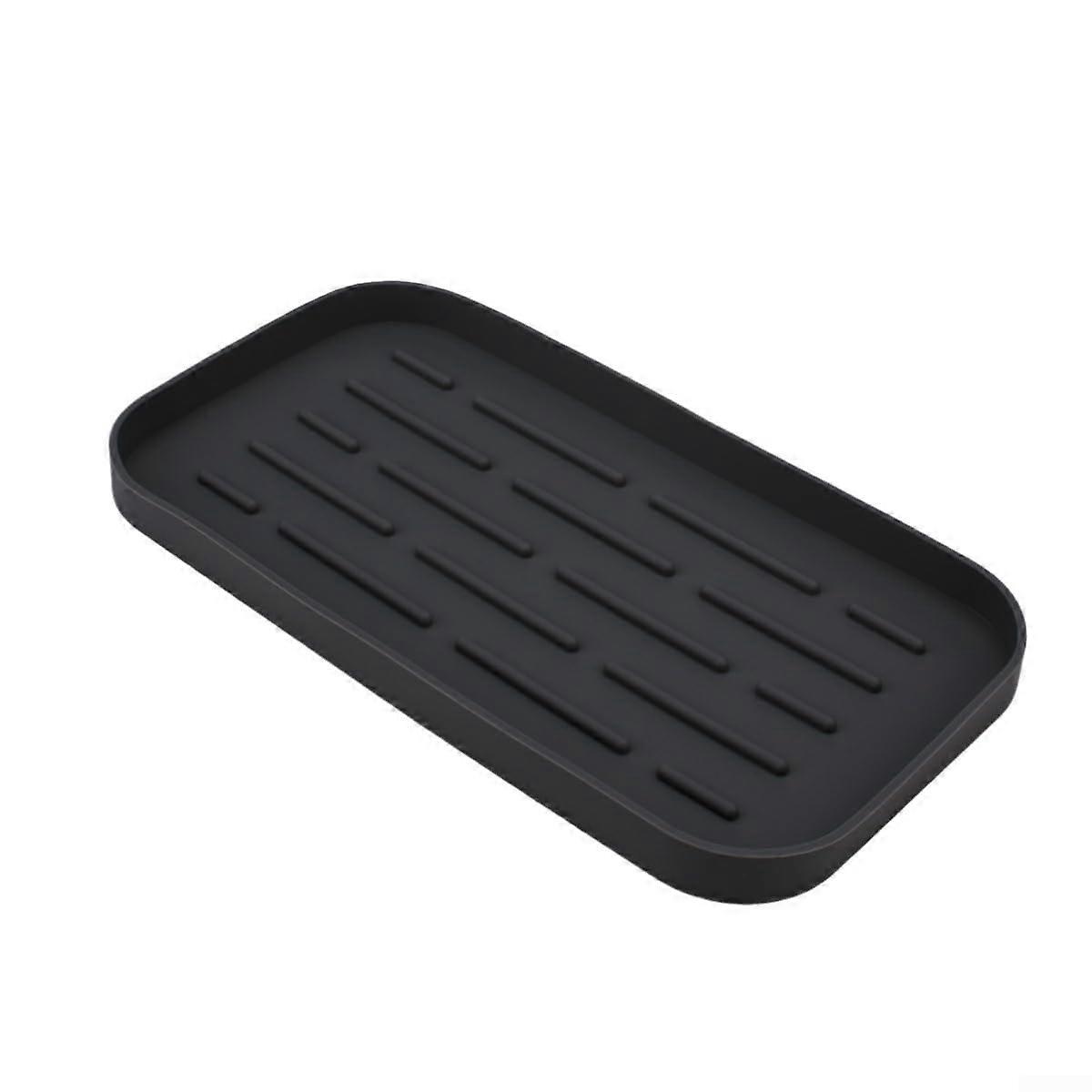 Multi Functional Silicone Sink Tray for Kitchen, Black, Ideal for Storing Sponges, Brushes, and Soap Dispensers
