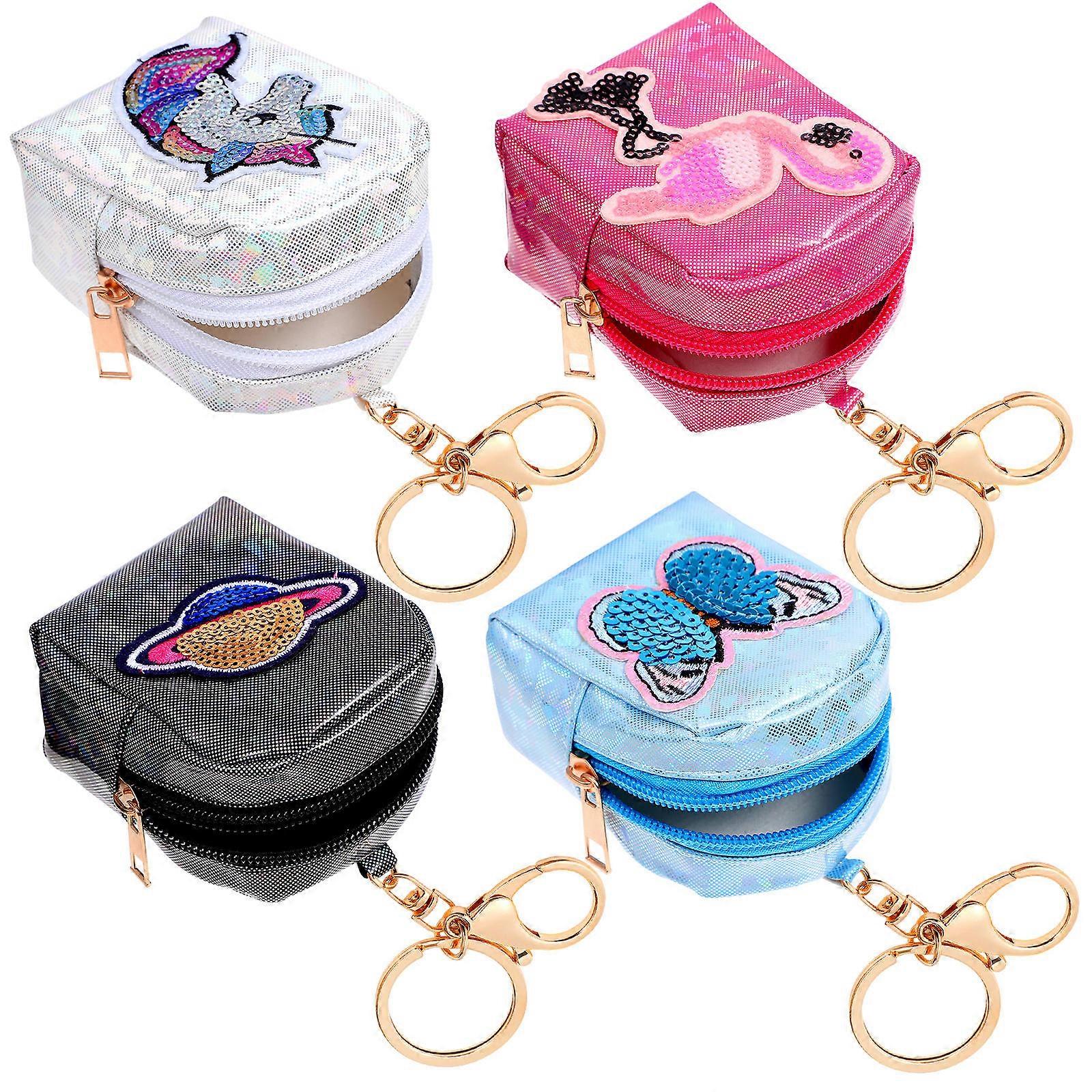Decorative Changes Bag With Anti-Lost Keyring Feature Perfect For Girls Daily Use In Assorted Colors 12 Pcs