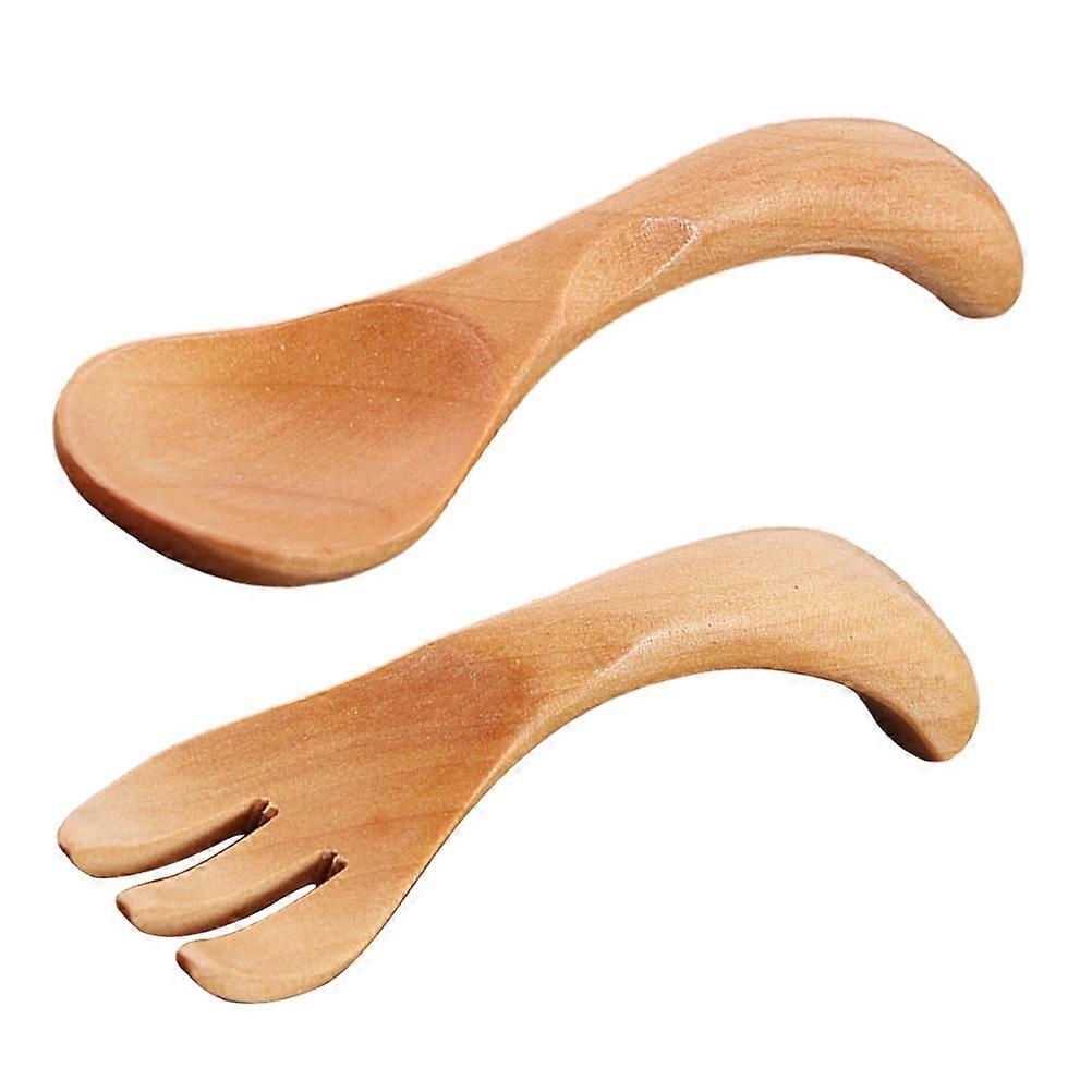 Wooden Spoon and Fork Set for Kids 1Set Household Tableware for Children