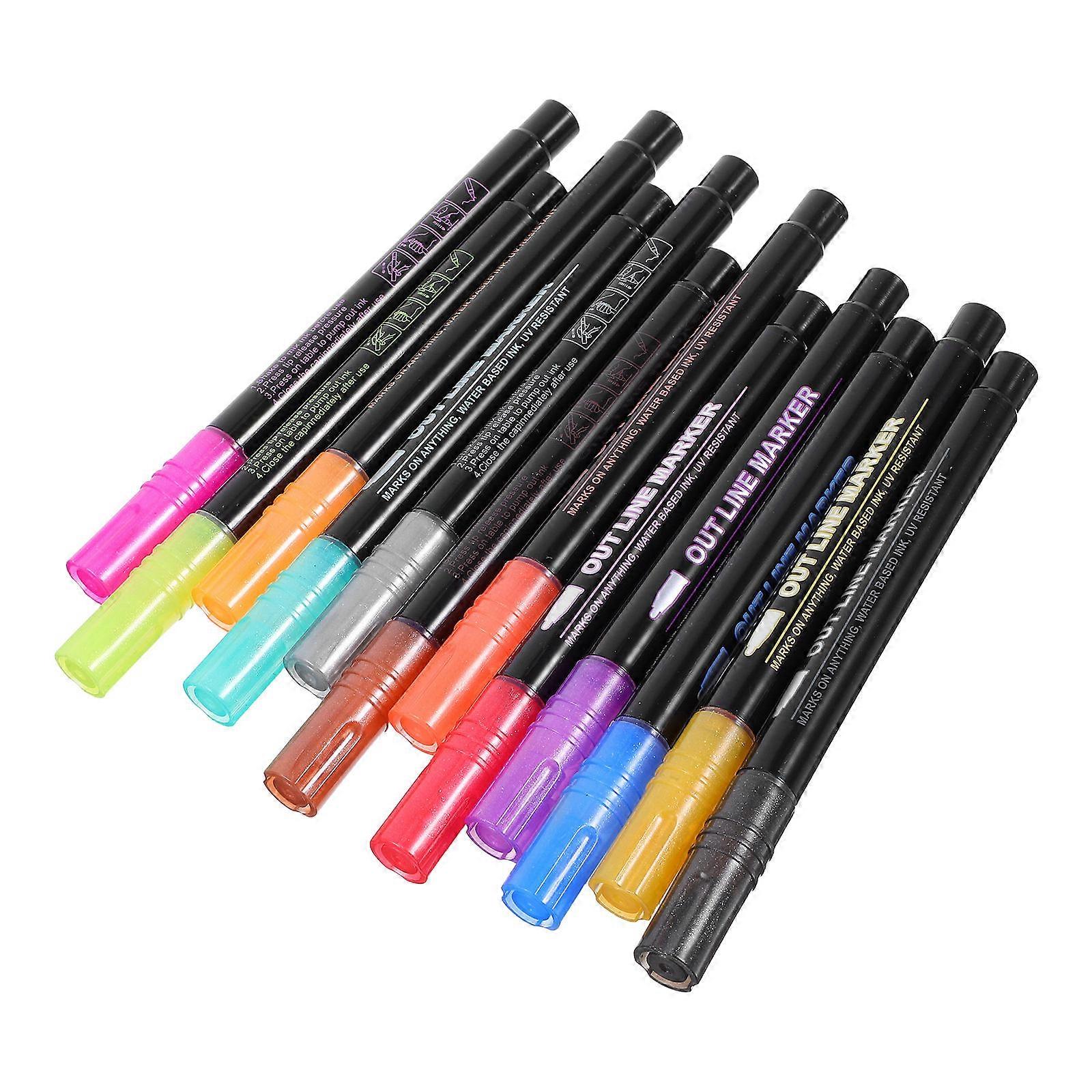 Glitter Pens Double Line Outline Pens for Crafting 48Pcs Assorted Colors