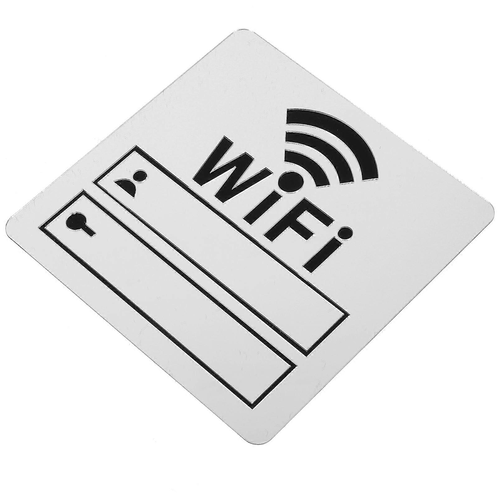 WiFi Account Password Sign Acrylic WiFi Sign for Hotel 5Pcs Silver