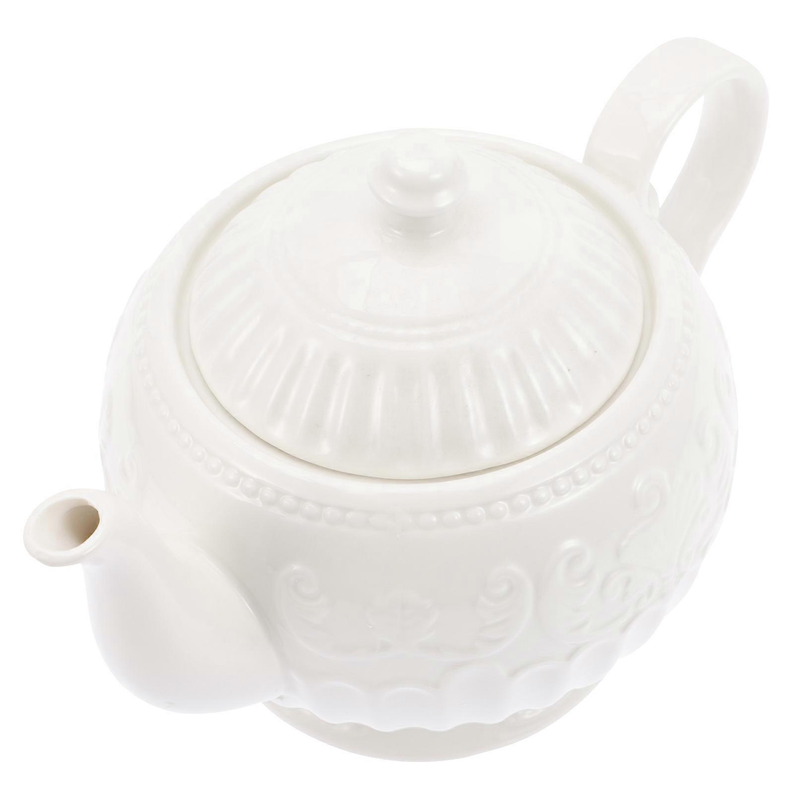 White Afternoon Tea Ceramic Teapot for Storage 2Pcs Decorative Coffee Container