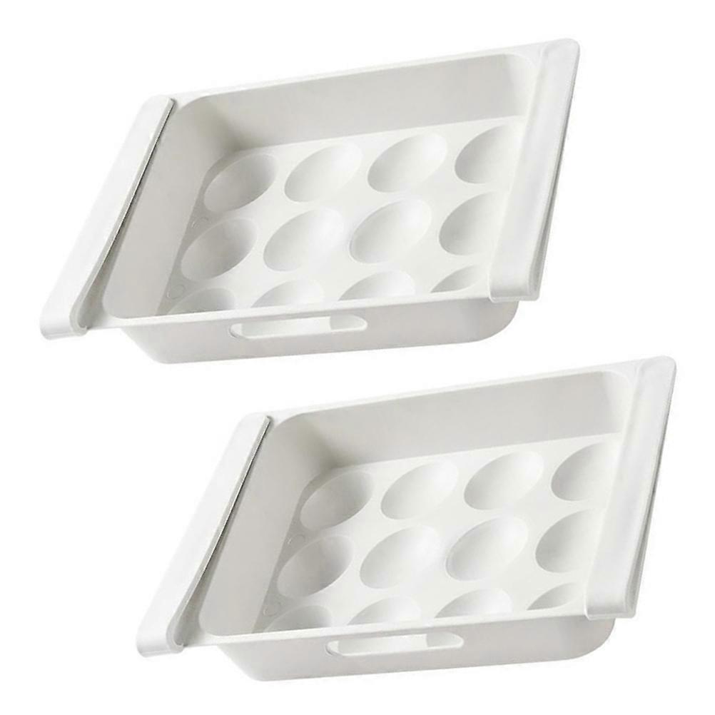White Drawer Type Egg Holders with 8Pcs Refrigerator Egg Containers