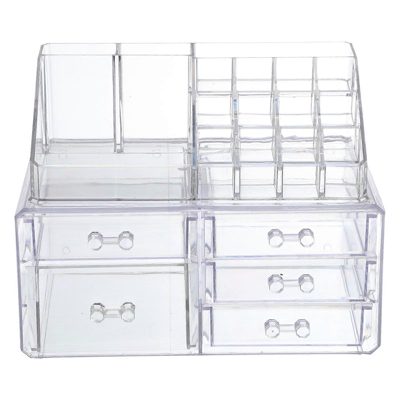 2Pcs Rectangular Jewelry And Makeup Storage Organizer Designed For Dressing Table And Bathroom Accessories With Convenient Drawer Structure 24X14Cm
