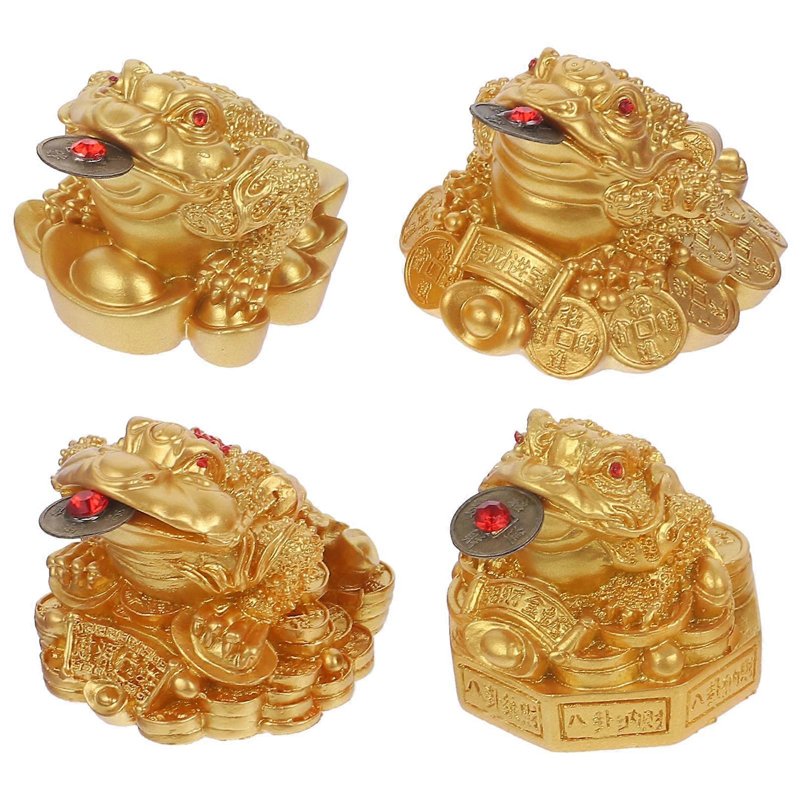 Toad Statue Resin Craft Luck Charm for Decor 12Pcs Desktop Figurines