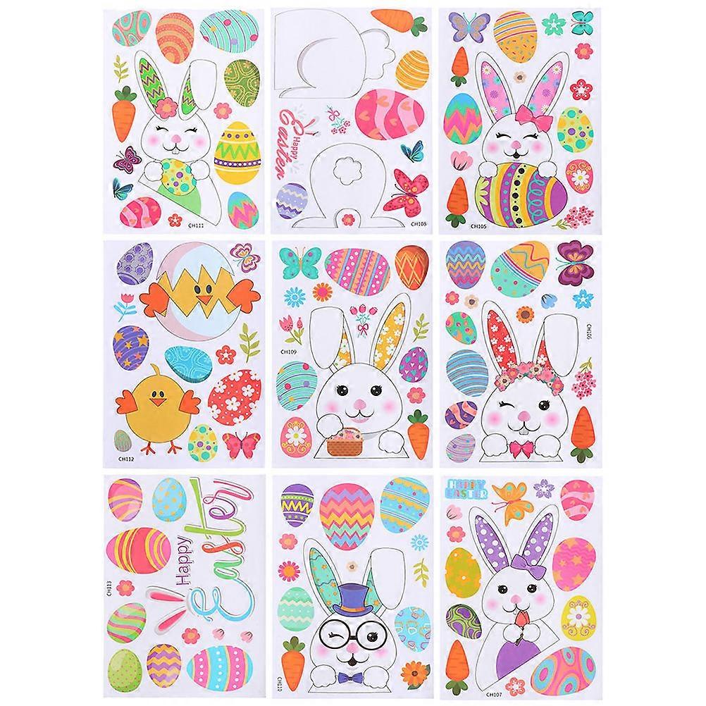 Easter Window Clings 2Sets for Home Decor with Colorful Assorted Designs