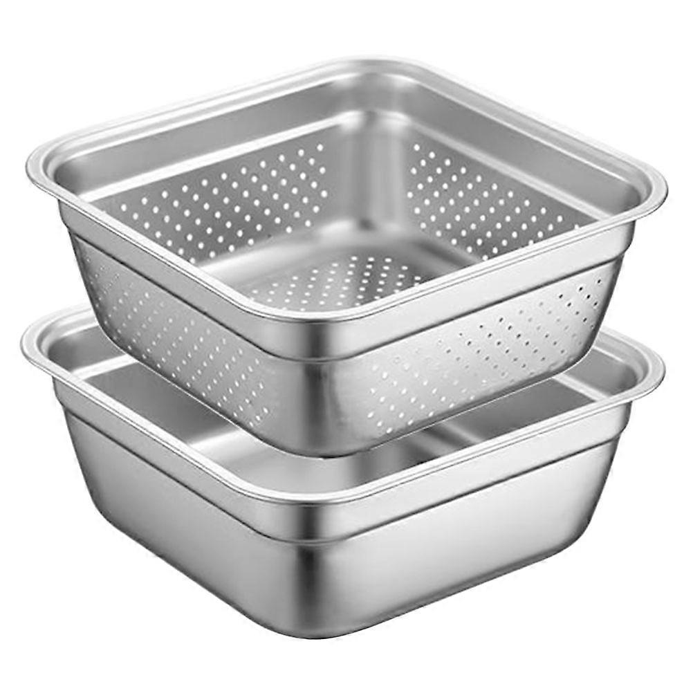 Mesh Strainer Basket with Basin for Vegetable Cleaning 2Sets