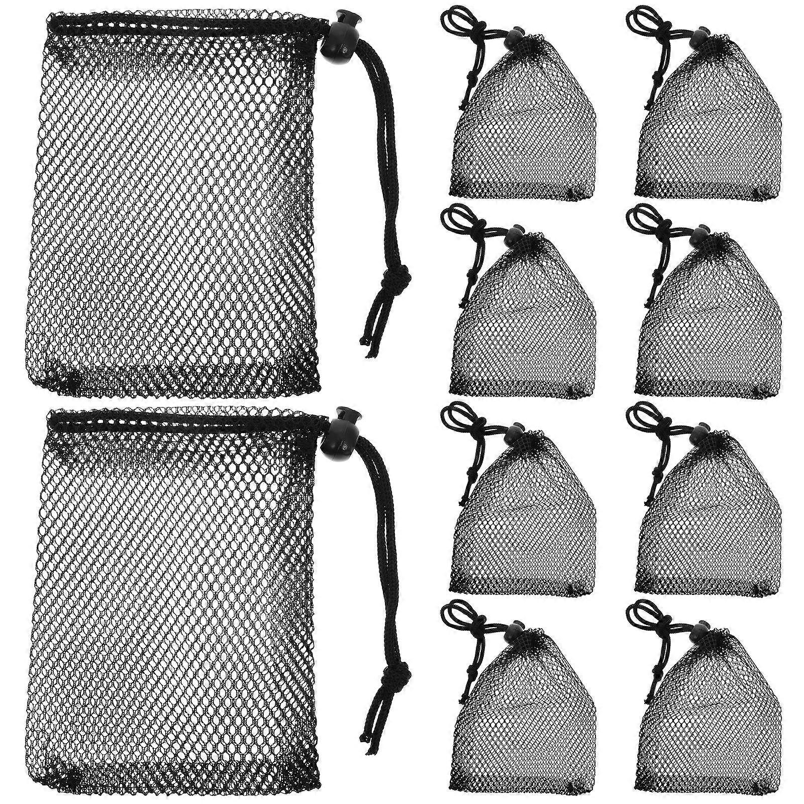 Polyester Mesh Drawstring Bag for Storage 30Pcs Black Organization