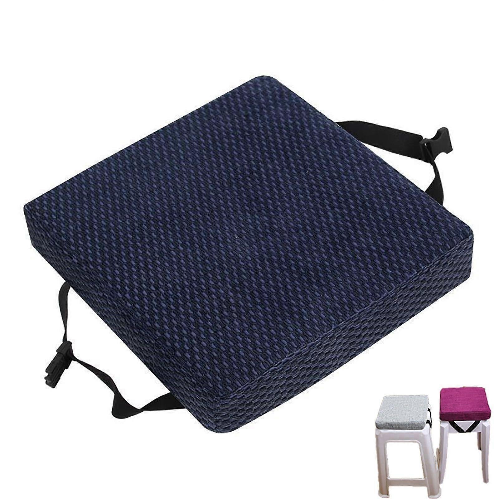 NonSlip Removable Rectangular Stool Cushions For Bar Stools Kitchen Chairs Foam Pads Dark Blue 10x10x2In Washable Cover
