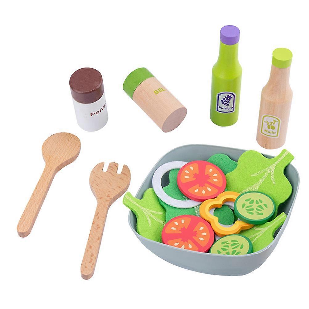 Kids Plaything Wooden Cooking Tableware Toy for Role Playing 1Set