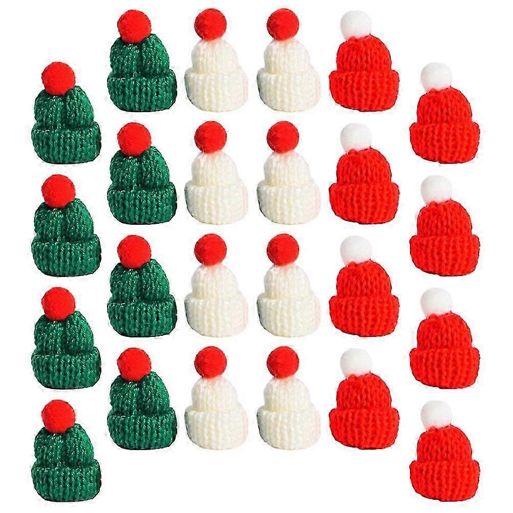 24 Pcs Woolen Beanie Nativity Ornaments Mini Hats for Crafts Tiny Wool Caps Mini Christmas Tree Tiny Hat Baby
