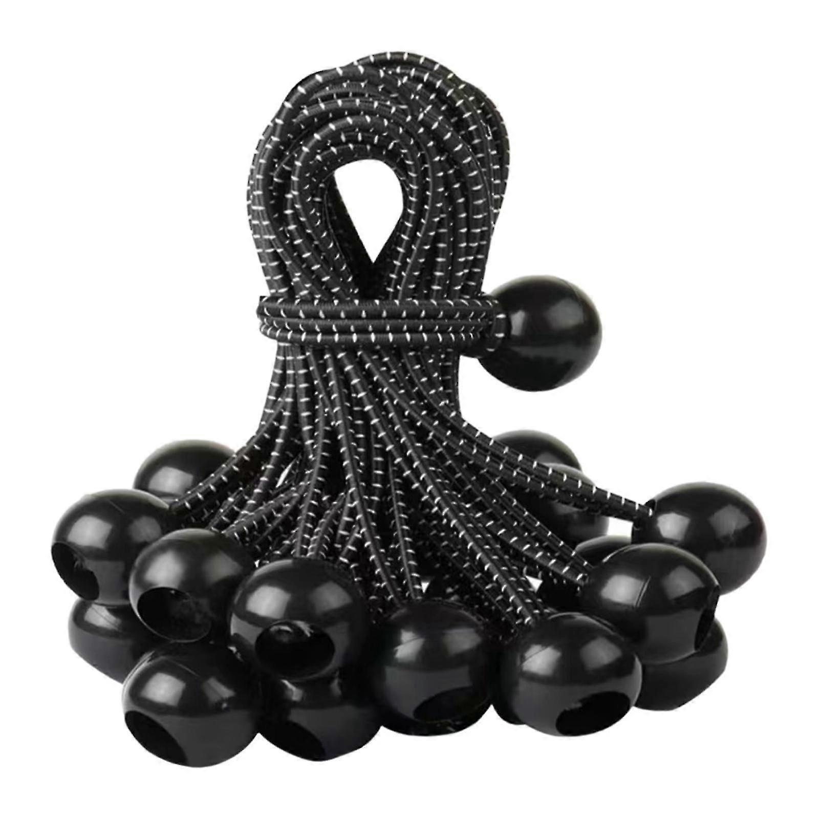 25-26 20x Ball Bungee Cords Elastic Practical Bungee Balls for Canopy Shelter Tarp Black