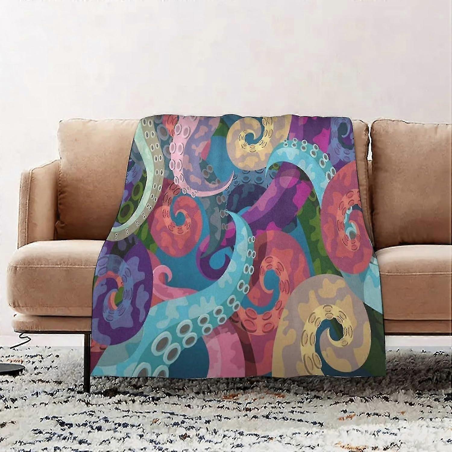 Blanket Premium Flannel Throw Blanket - Ocean Sea,marine Octopus Flannel Blanket Sofa Throw, Blanket Fluffy Soft Throw For Bed And Couch Throw/single