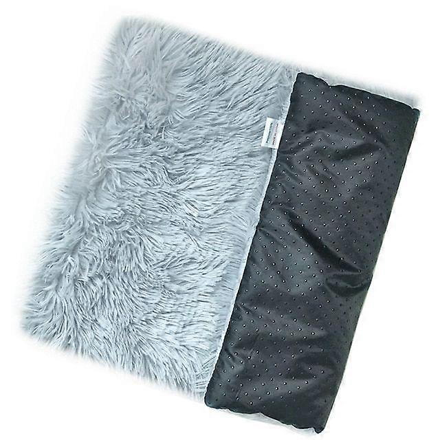 Long Plush Cat Bed Mats Soft Washable Pet Nest Square Puppy Mat Sleeping Bed Light Gray