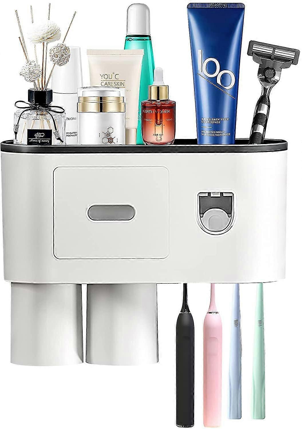 Automatic Toothpaste Dispenser And Toothbrush Holders For Bathroom
