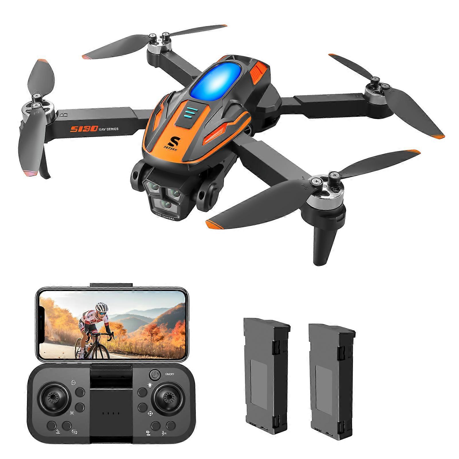 Remote Control Quadcopter Remote Control Aircraft with Dual Camera 480P Brushless Motor with Function Obstacle Avoidance Optical Flow Positioning, 2 