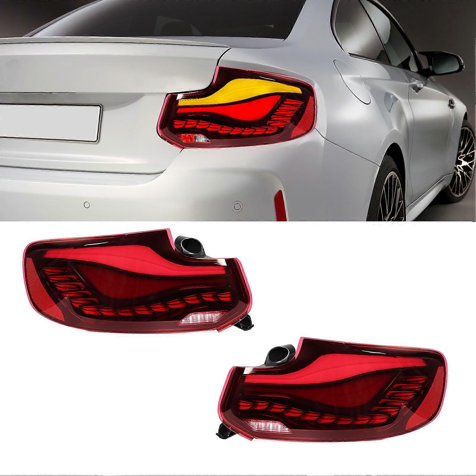 V1 GTS OLED Style LED Tail Lights Dynamic Turn Signal for 2 Series F22 F23 M2 F87 M2C 2014 to 2021 Red 
