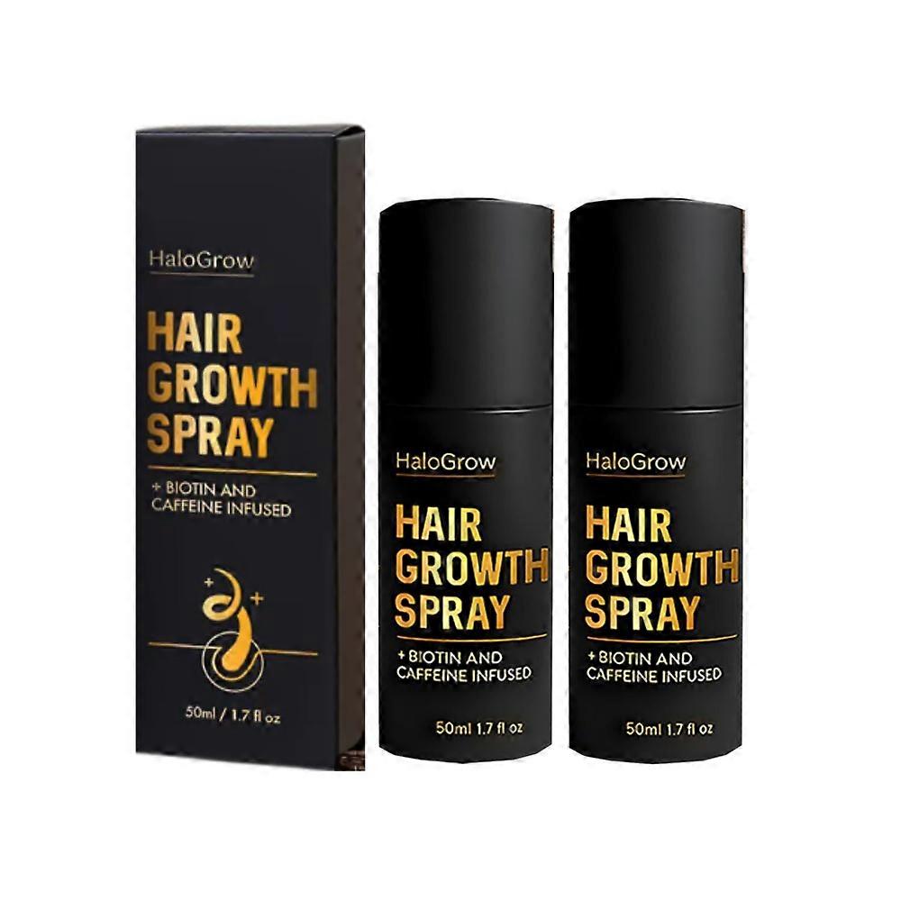 2er-Pack HaloGrow Haarwuchsspray mit Biotin und Koffein – Schnell wirkende Haarwuchsbehandlung für dünner werdendes Haar bei Männern und Frauen