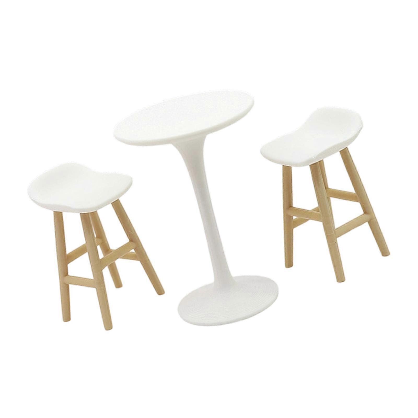 Educational Doll House Stool Miniatures Table Zakka Toy Pretend Play Realistic Model Round Top Stool Model Mini Size Multicolor