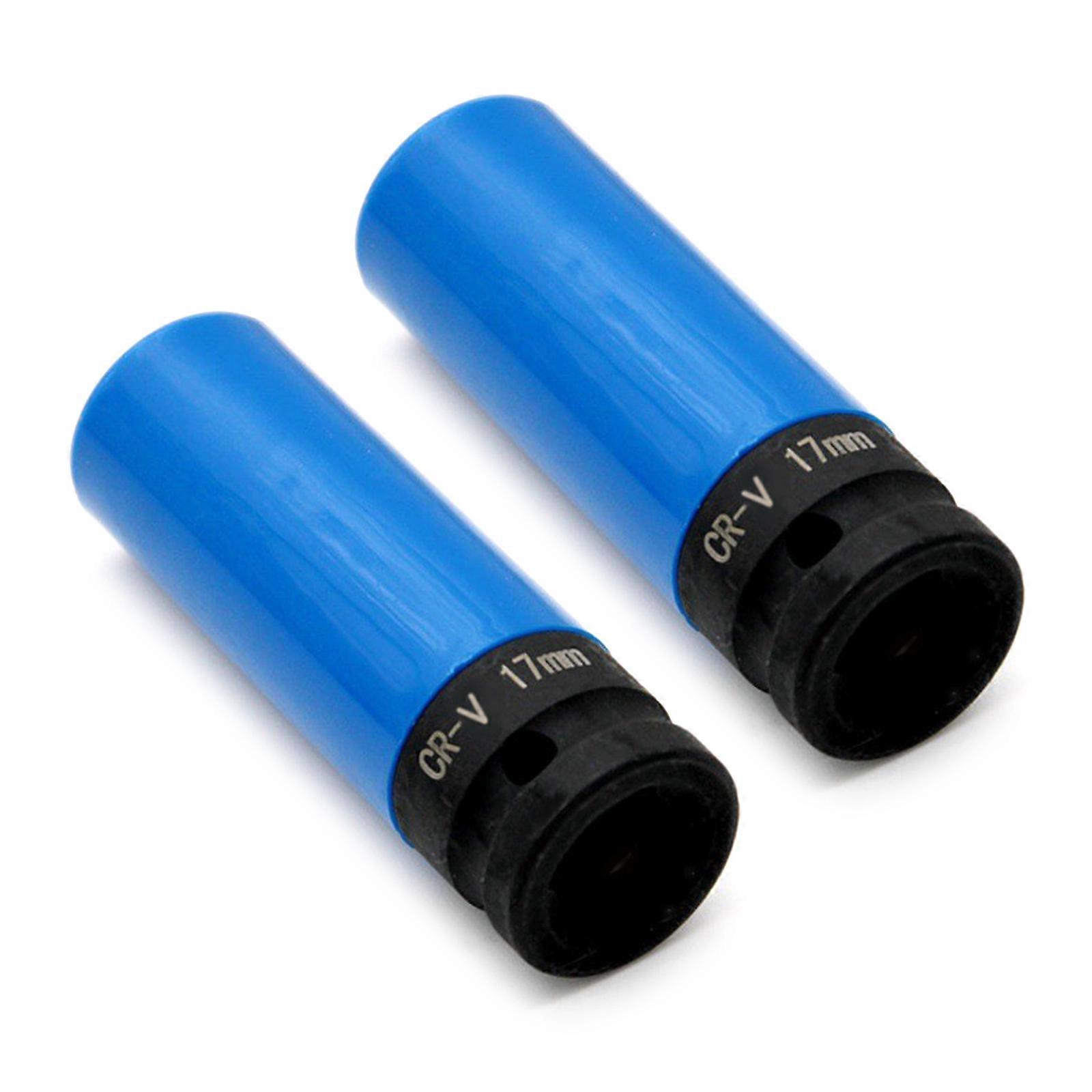 2Pcs 17mm Wheel Lock Nut Removal Socket Wrench Tire Antiloss Screw Socket Antitheft Removal Socket Wrench Repair Tool Multicolor