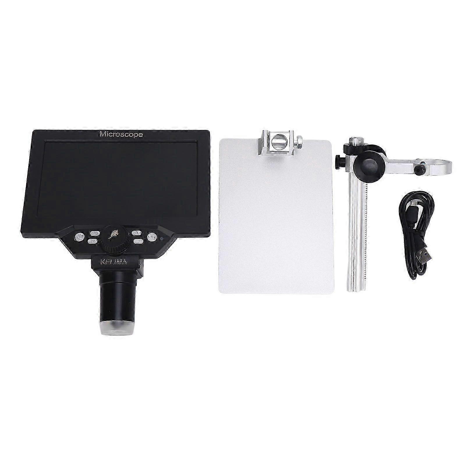 7in LCD Digital Microscope 1200X 1080P 12MP Focusing Soldering Microscope with 8 Adjustable LED Lights 10mm Object Distance for Phone Watch Repair