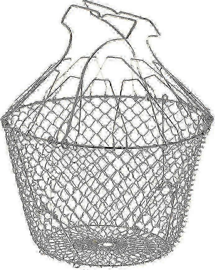 Stainless steel salad basket for greens - 22.5 cm foldable with stiffeners