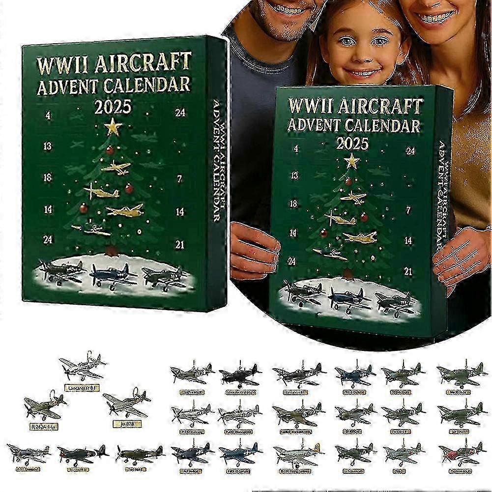 WW2 Airplane Advent Calendar 2025, 24Pcs WW2 Fighter Planes, 24 Days Christmas Countdown, World War II Calendar Set, Fighter Plane Advent Calend