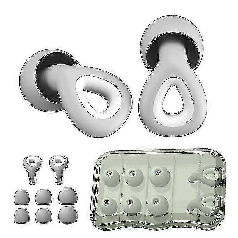 Silicone Sleep Earplugs with Noise Reduction Reusable Available in S M L Sizes - Gray
