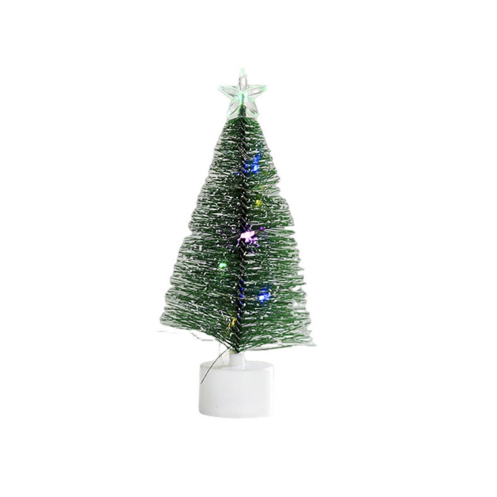 Mini Christmas Tree with LED Lights, Sisal Pine Tabletop Xmas Tree, Wooden Base Decor – Compatible with Christmas Home Decoration
