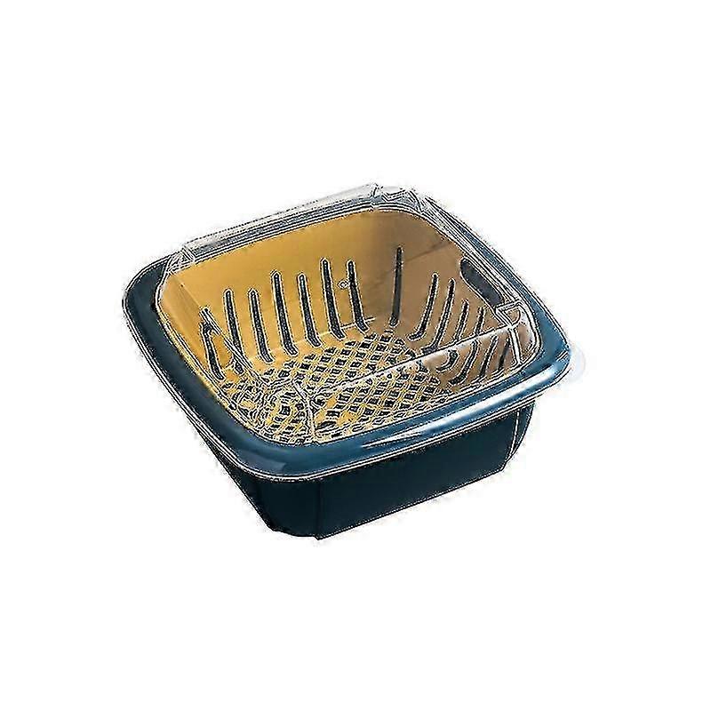 New Multifunction Detachable Double-layer Washing Basket/ Fruit Vegetable Drainblue Andyellow1pcs