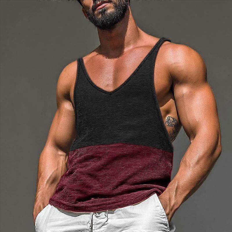 INCERUN Men Strap Tank Tops Casual Texture Sleeveless Stitching Camisole