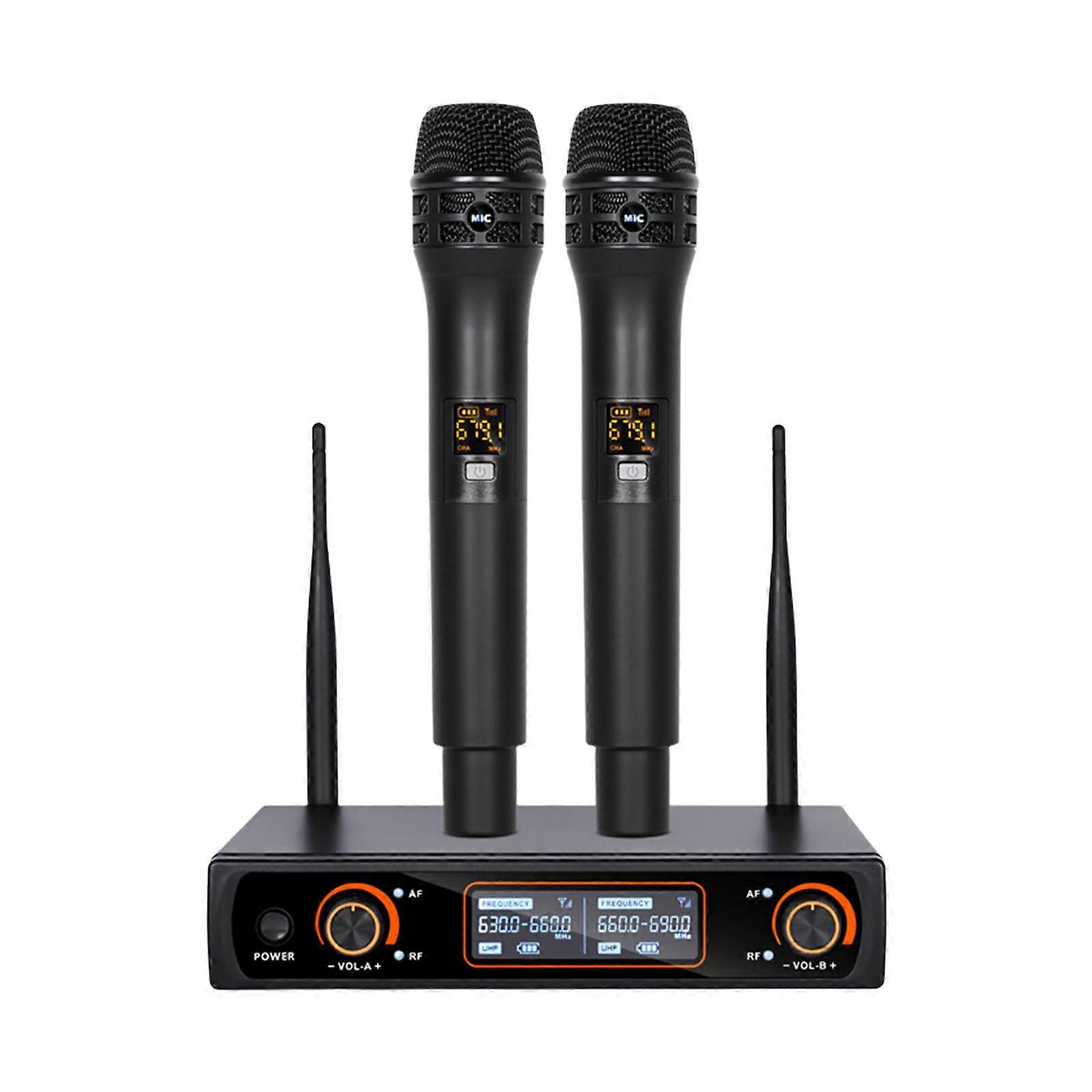 2 Channel Wireless Microphone Frequency Modulator Set For Group Singing Clear Auditory Output Extended Playing time Multicolor