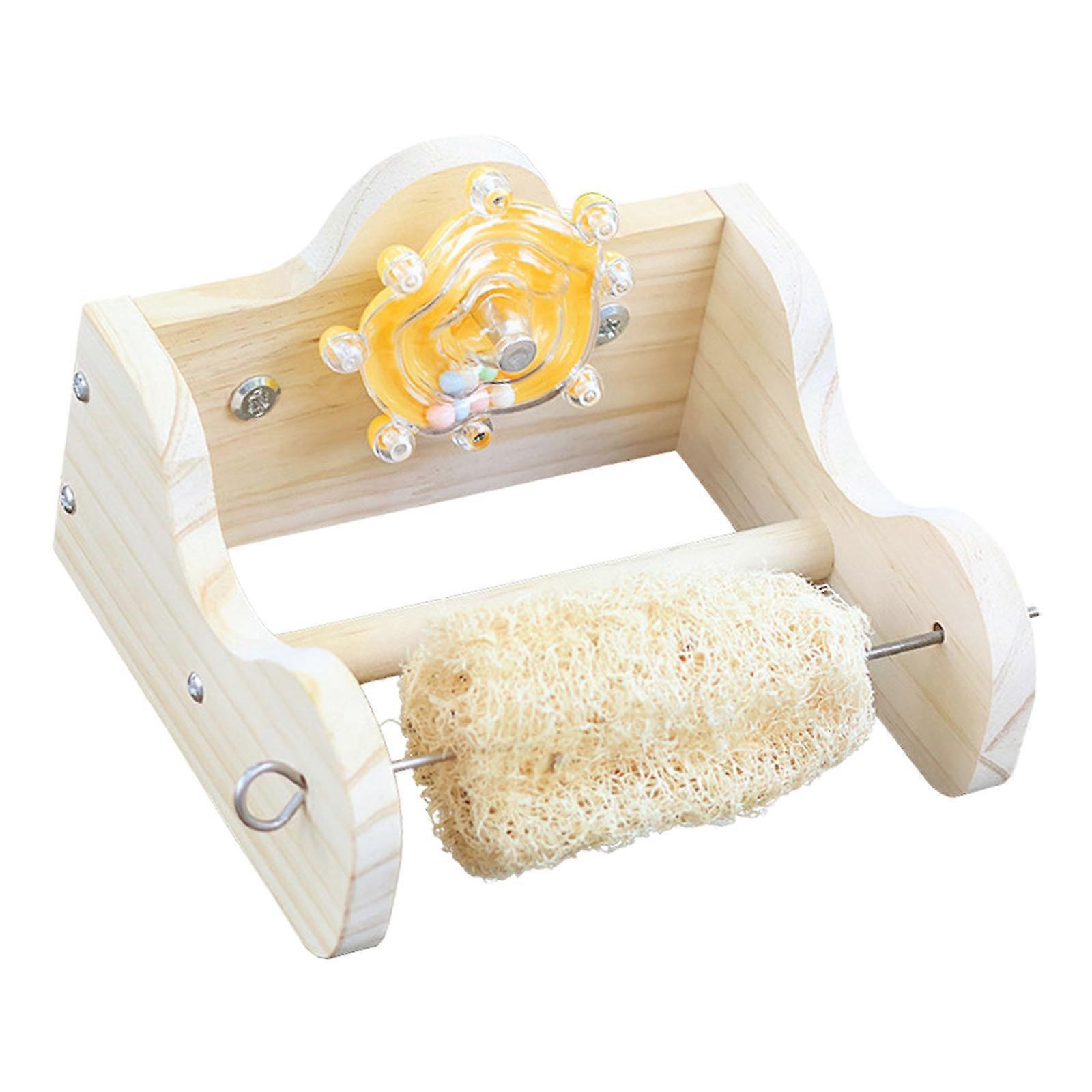 Interaction Parrot Play Stand Bird Perch Chewing Toy With Rotating Toy Fruit Feeder for Small Bird Feeding Entertainment Multicolor