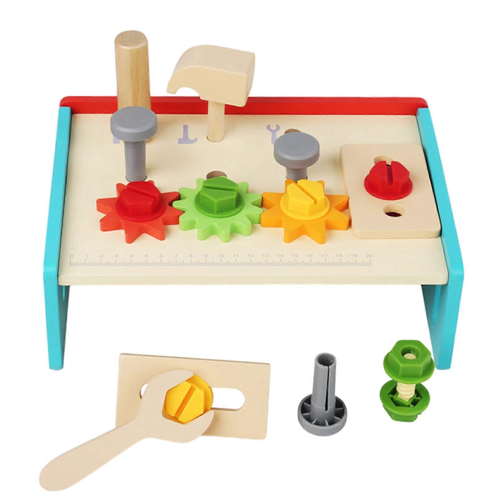 Wood Repair Nut and Screw Toy Screw Assembly Disassembly Building Block Preschool Educational Puzzle Toy for Toddler Multicolor