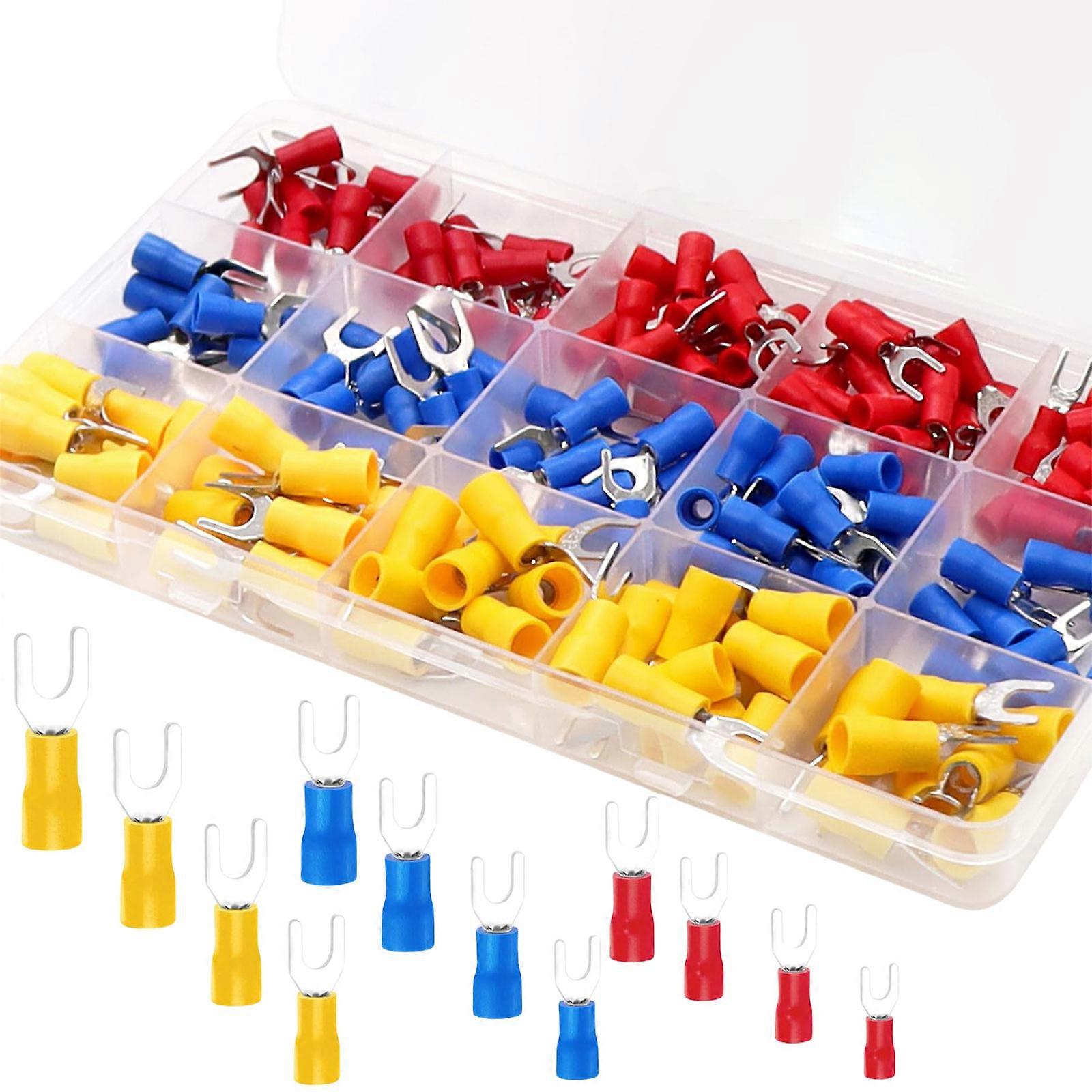 200PCS Insulated Wire Terminals set Cold Press Electrical Connectors PVC Insulated Crimp Terminals set for Home & Auto Multicolor