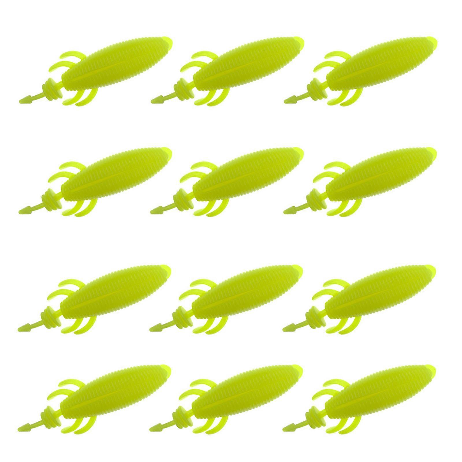 2er Pack Soft Lures Wurm Kunstköder Wobbler 9cm Topwater Floating Angelköder für Hechtangeln Swimbait Zitrone gelb