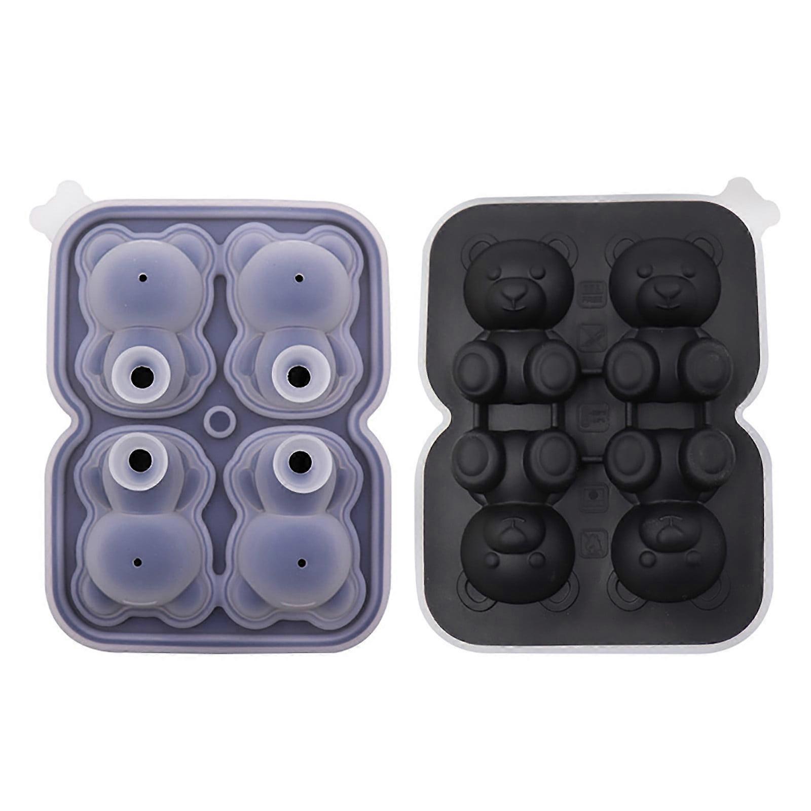 Silicone Ice Cube Tray, 4 Grids, Fun Shapes, Food Grade, with Funnel Lid, Easy Release, 1PC Kitchen Tool Set