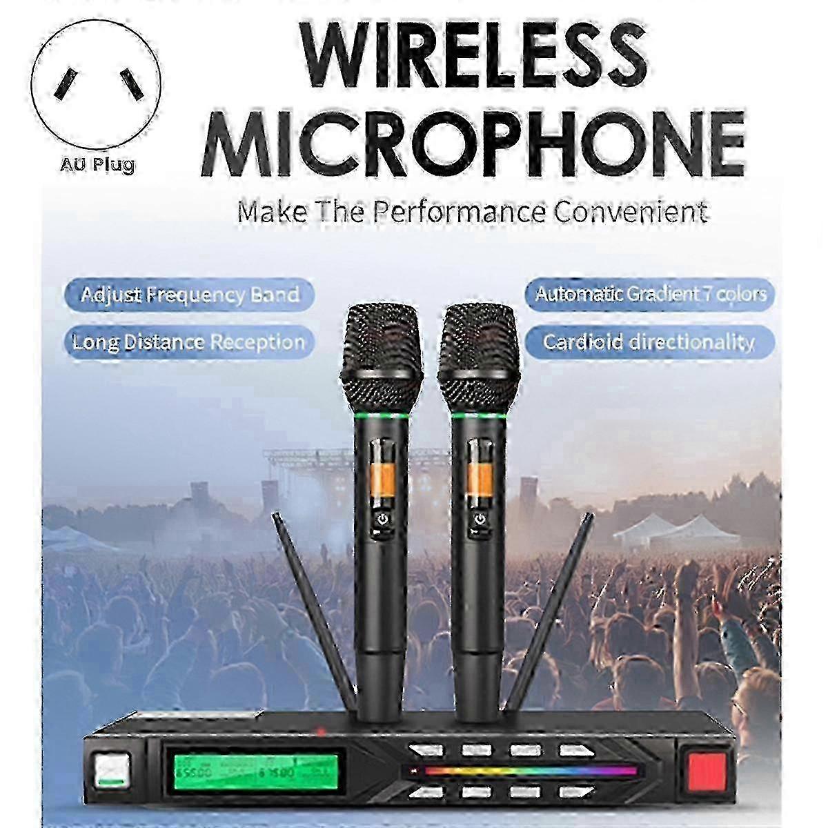 Professional Wireless Microphone Set UHF, Noise Reduction, AU Plug