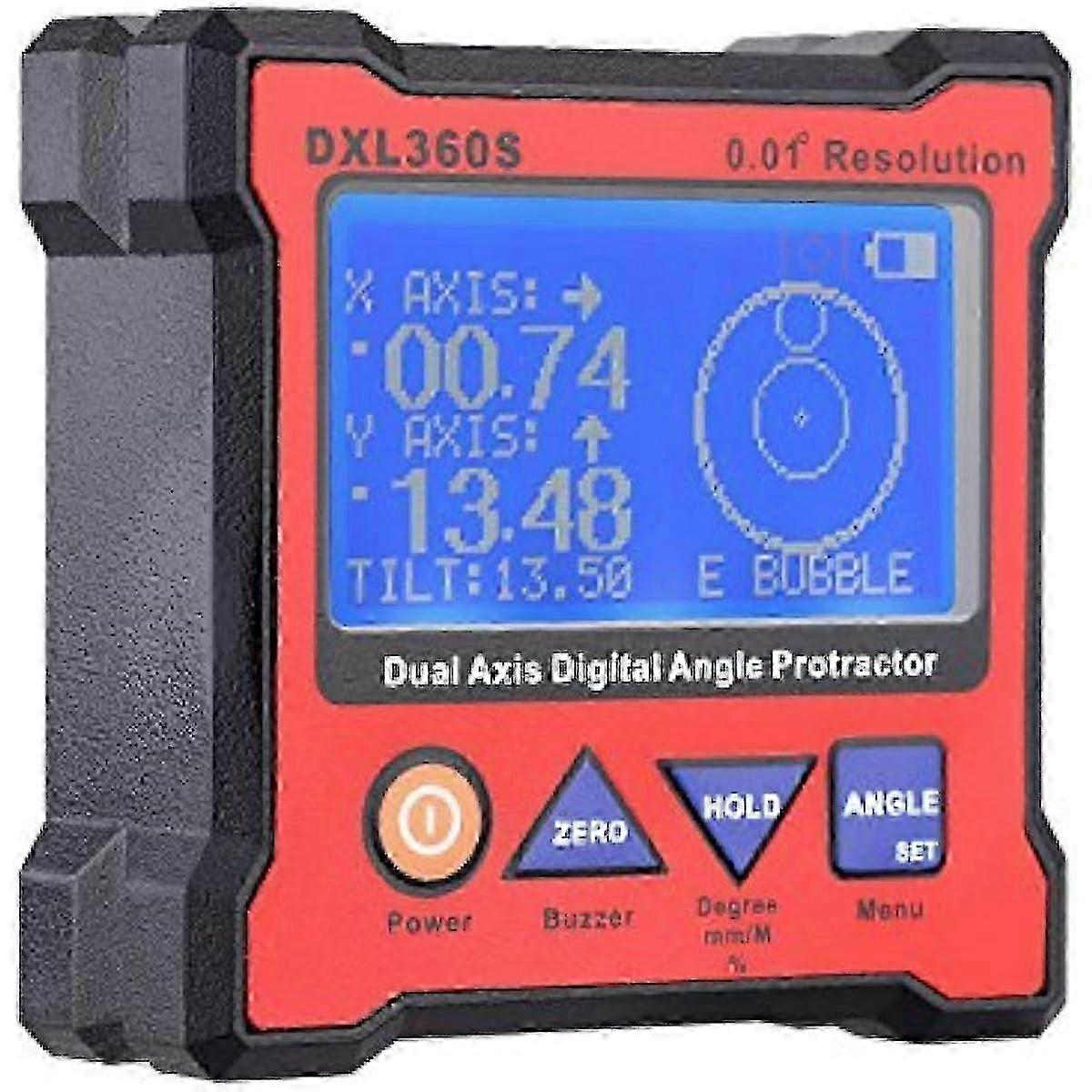 DXL360S Dual Axis Digital Protractor with 5 Side Magnetic Base High Precision Dual Axis Digital Display Level Indicator 100-240V 50-60Hz