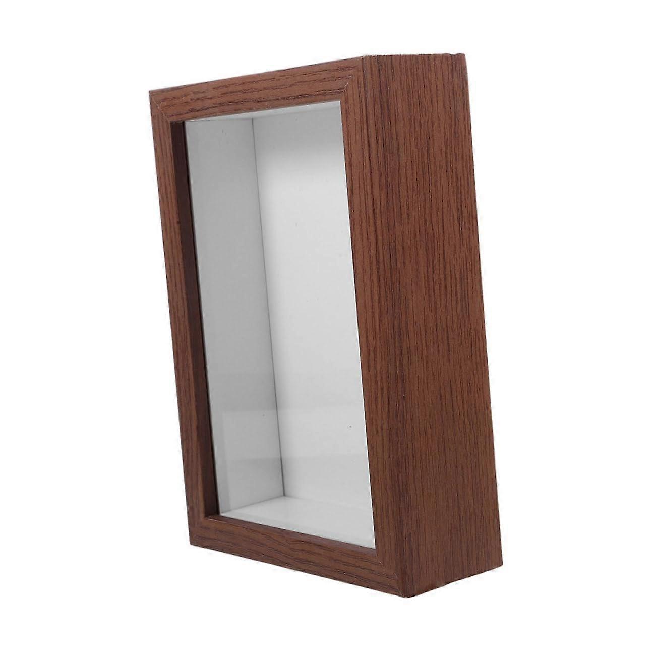 Wooden Shadow Box Display Frame with Dried Flowers for Rustic Home or Office Decor