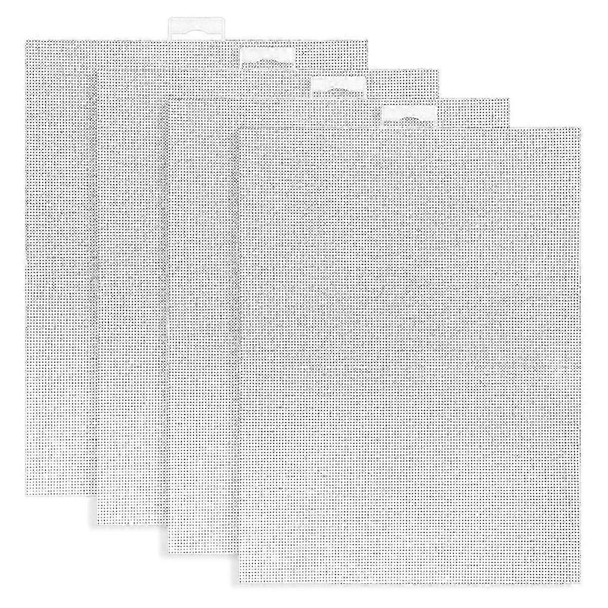 4 PCS 14 Count Plastic Mesh Canvas Sheets for Embroidery, White Plastic Needlepoint Canvas (8 X 11