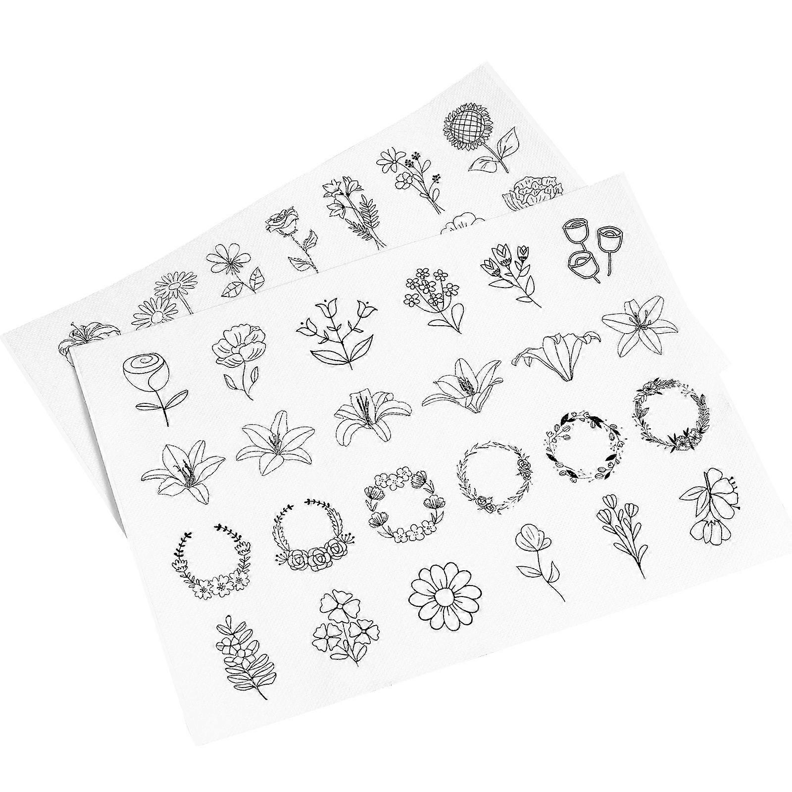 Embroidery Transfer Patterns Water Soluble Templates For Craft Projects Clothing Hats Pants Made Of Non-Woven Fabric 2Sheets