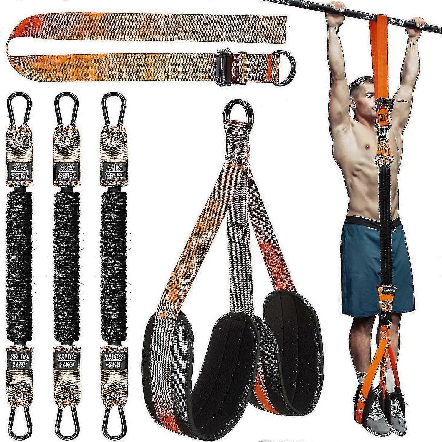 Pull Up Assistance Bands, Heavy Duty Resistance Band For Pull Up Assist, Adjustable Weight/size With Fabric Feet/knee Rest, Bands For Pull Up Assist F