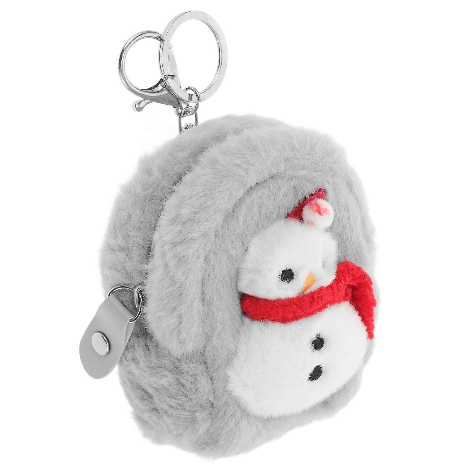Cute Mini Purse Keychain Snowman Plush Wallet for Storage Use Essentials