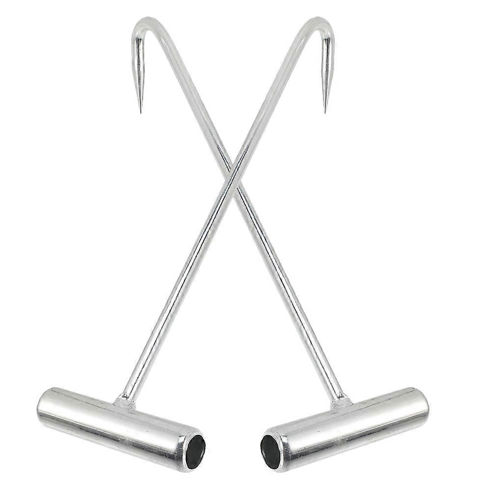 Silver Manhole Cover Hook Manhole Lifter for Efficient Home Use 2Pcs