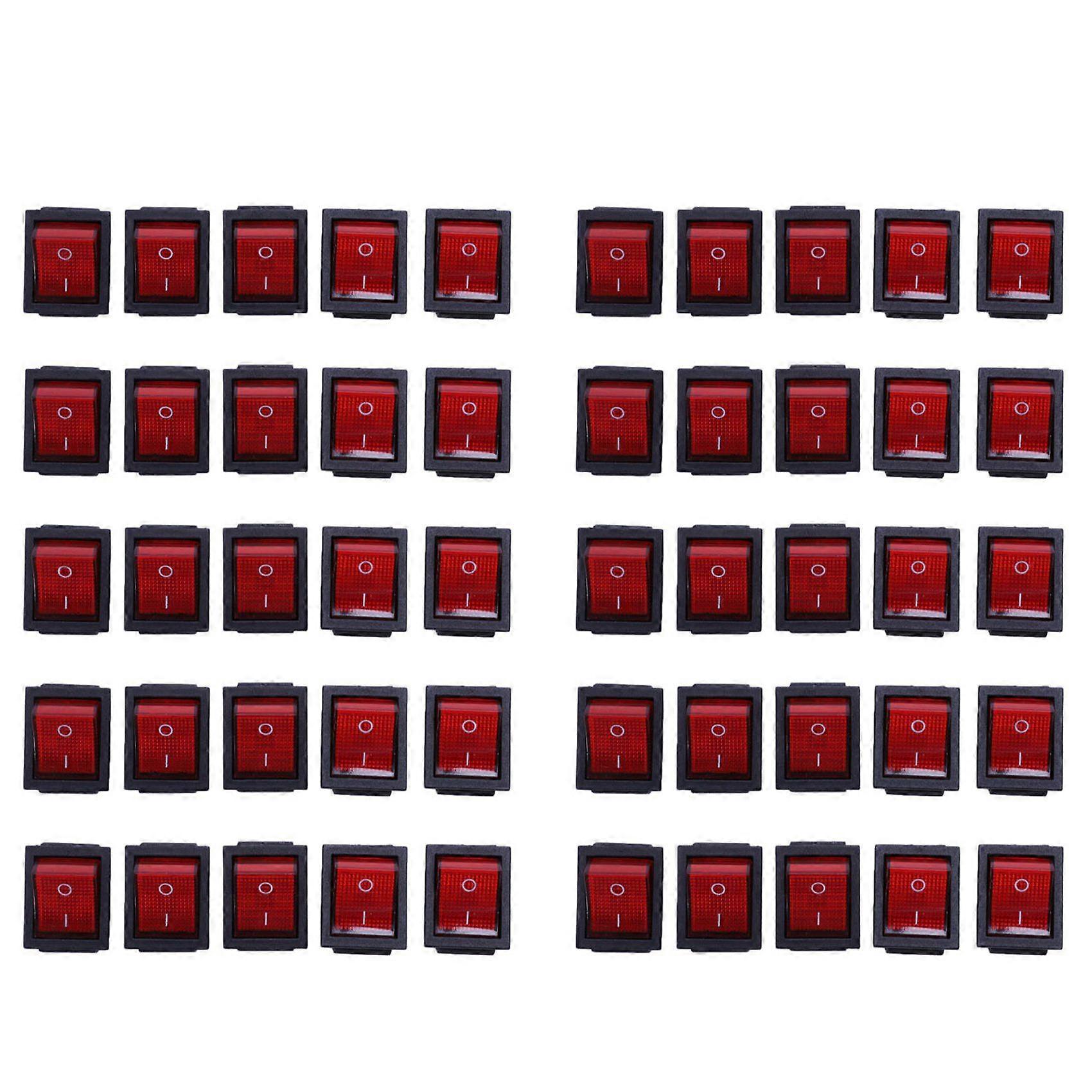 50 X Red Illuminated Light On/Off DPST Boat Rocker Switch 16A/250V 20A/125V AC