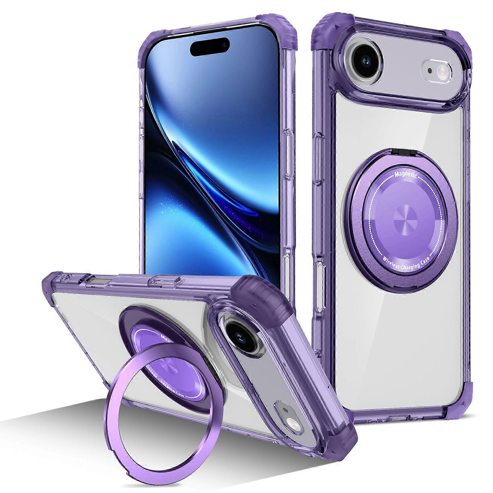 For iPhone Air Case Compatible with MagSafe Rotating Kickstand PC + TPU Back Cover