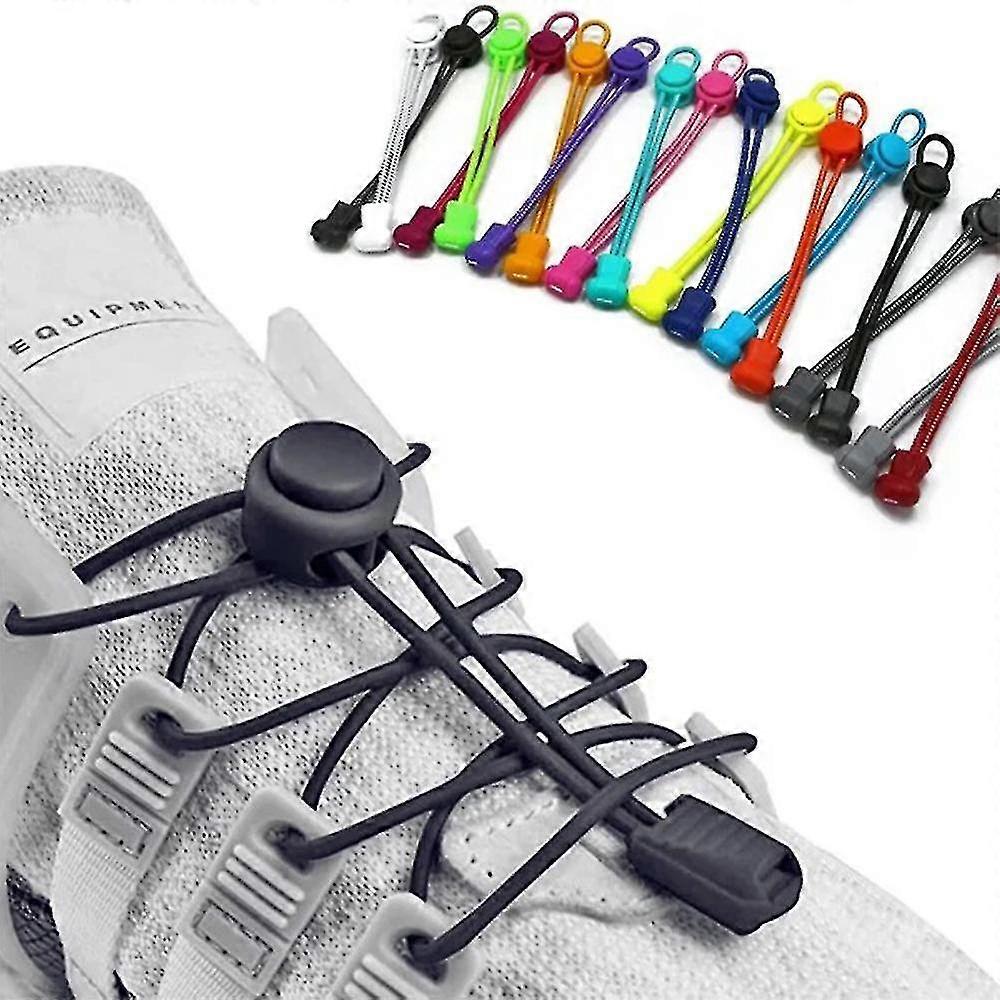 2 Pairs Elastic No Tie Shoelaces with Adjustable Drawstring, Quick Easy Install for Sneakers
